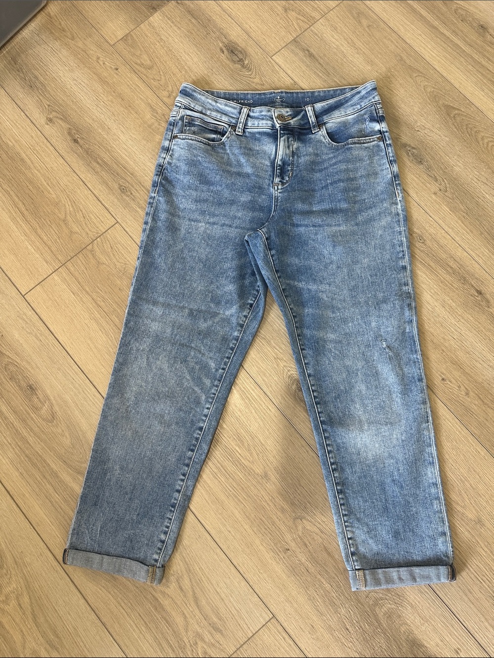 St. John's Bay Deconstructed GIRLFRIEND Cropped Denim Jeans. Size 10